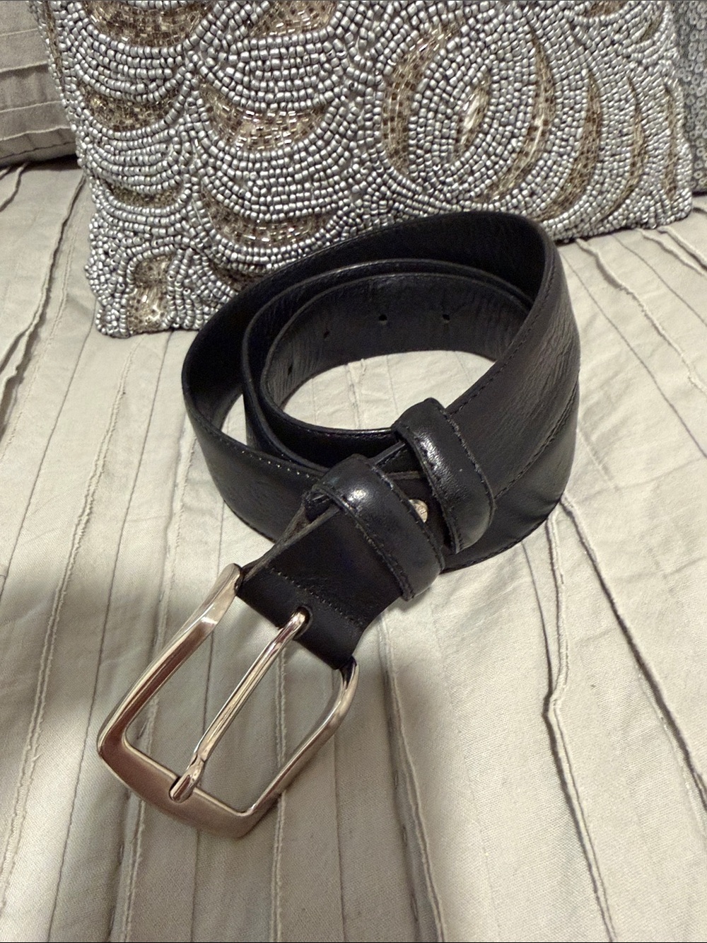 Laino Angelo handcraft Italian made leather Belt with Silver Buckle Size 35